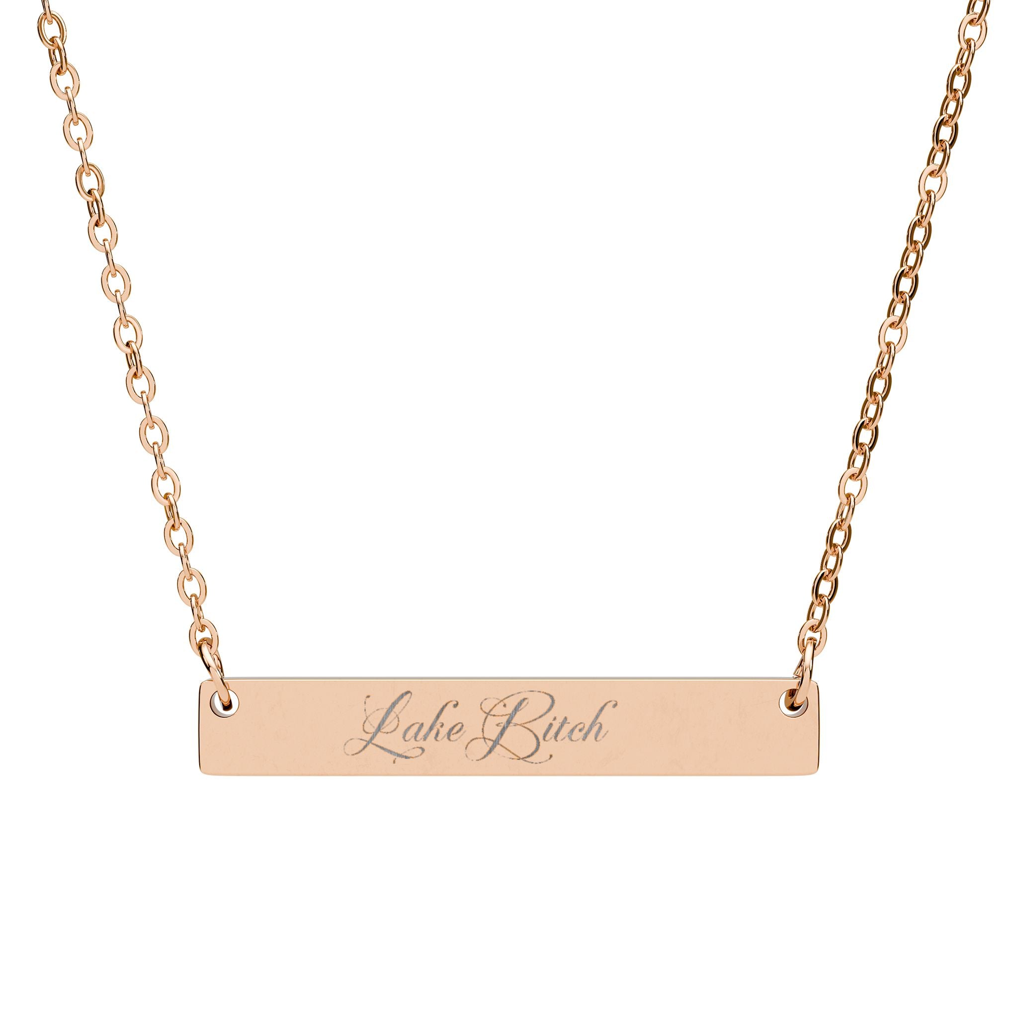 Engravable Horizontal Bar Necklace — Personalized Name Plate Pendant (Silver or Black)