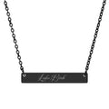 Engravable Horizontal Bar Necklace — Personalized Name Plate Pendant (Silver or Black)