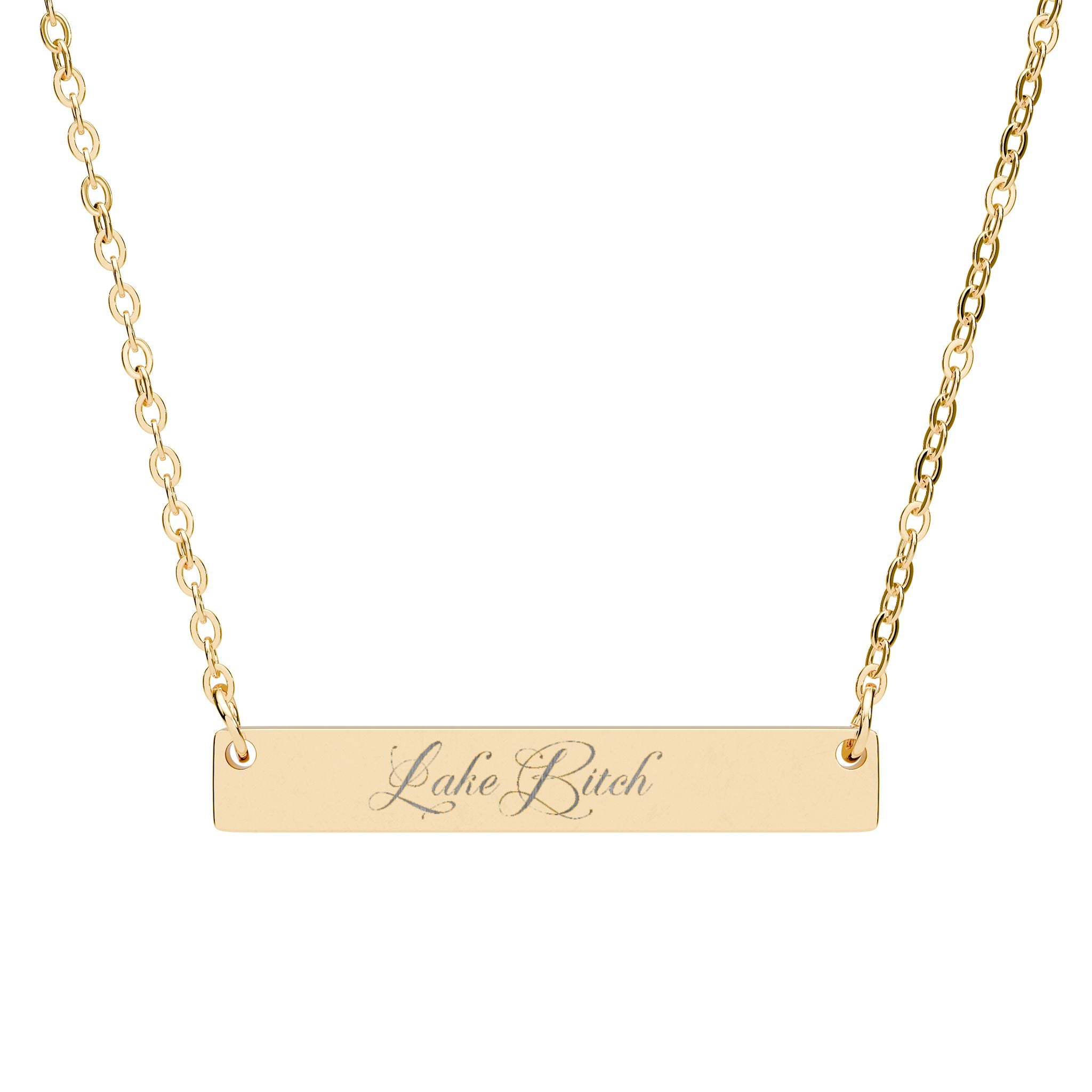 Engravable Horizontal Bar Necklace — Personalized Name Plate Pendant (Silver or Black)